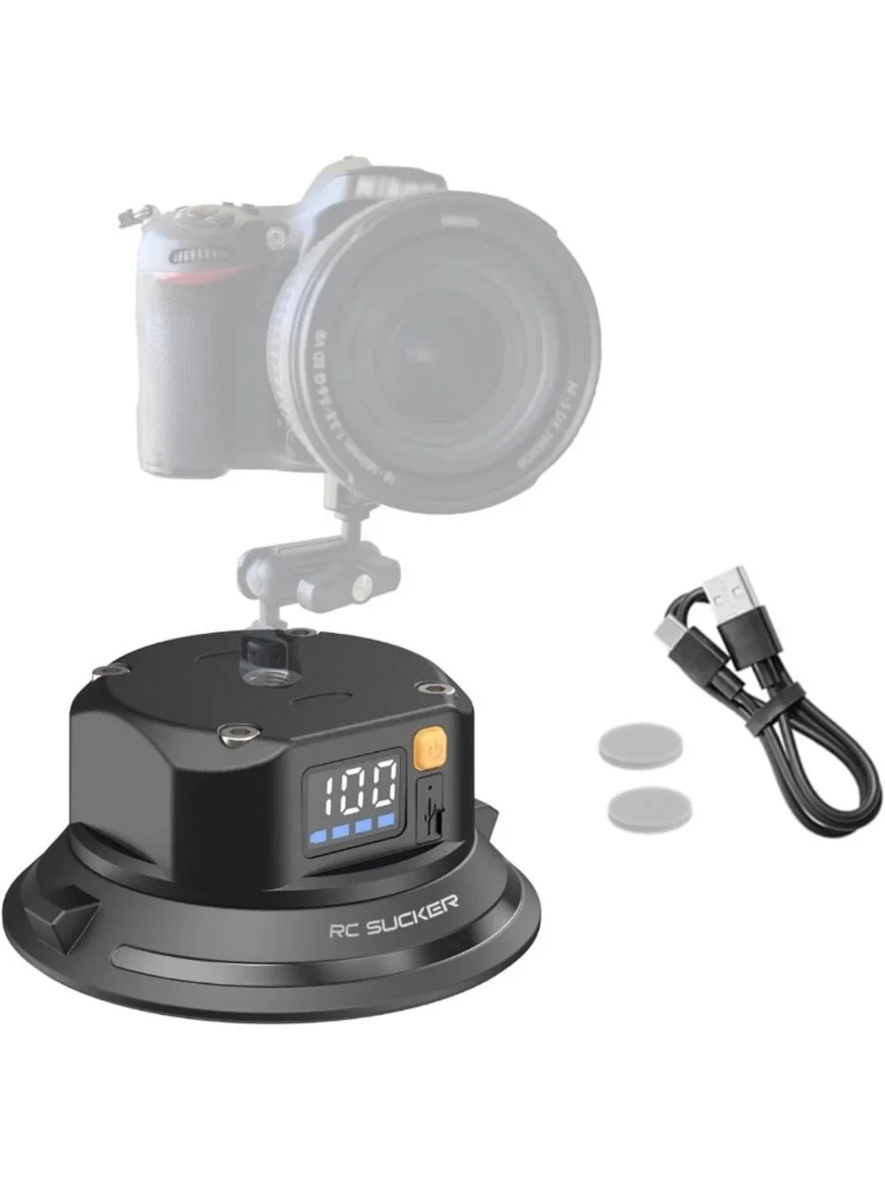 4.5” Electric Suction Cup Camera Mount - Heavy-Duty Car Mount for Stability